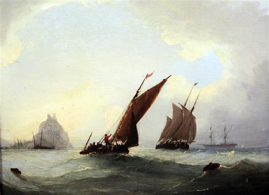 Frederick Calvert (fl.1827-44) Fishing boats off Mont St Michel 18 x 24in.